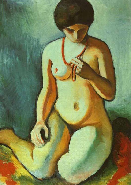August Macke Nude with Coral Necklace Spain oil painting art